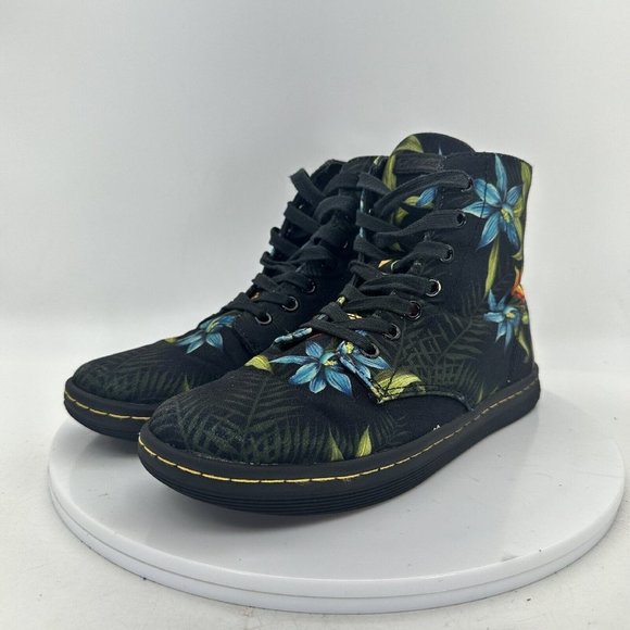 Dr. Martens Shoes - Dr. Martens Air Wair Hackney Women Size 7 Black Floral High Top Canvas Boot